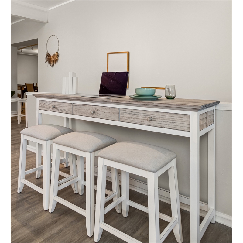 Sea Winds Islamorada - 3-Drawer Console and 3 Stools - White - Wood