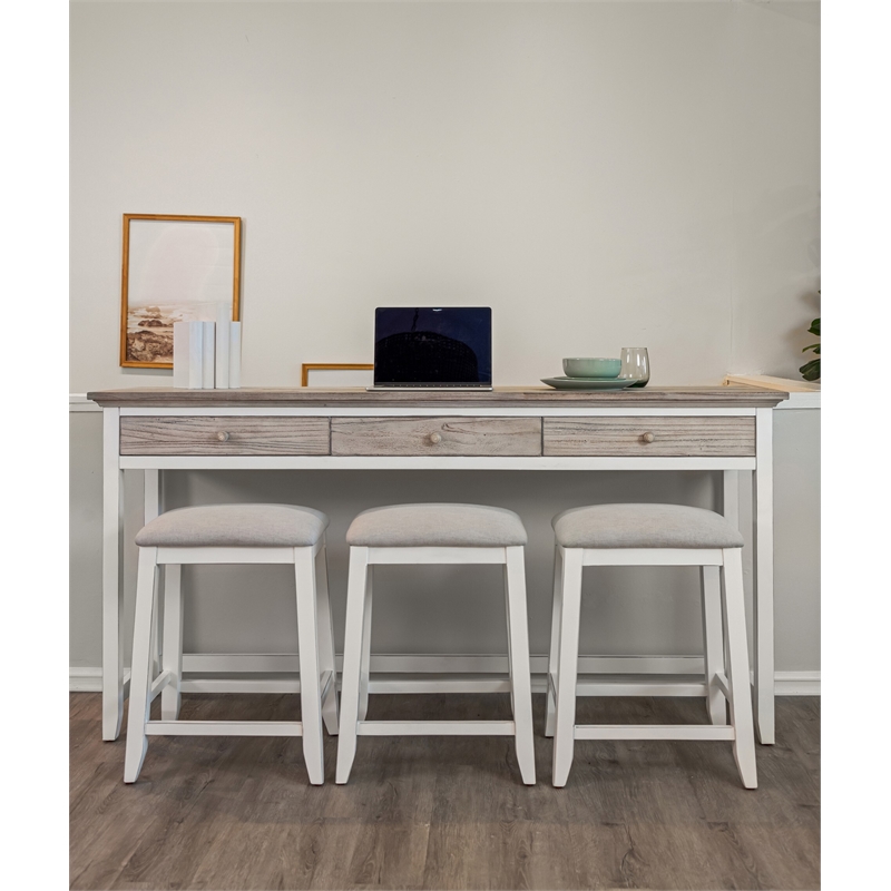 Sea Winds Islamorada - 3-Drawer Console and 3 Stools - White - Wood