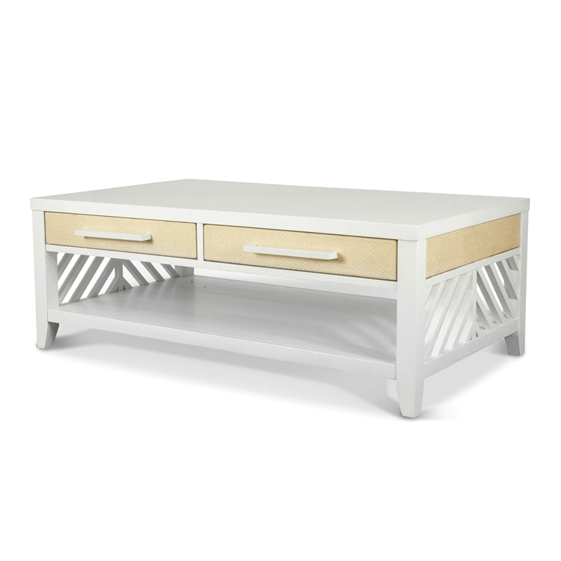 Sea Winds Miramar - 2-Drawer Cocktail Table with Casters - White - Wood