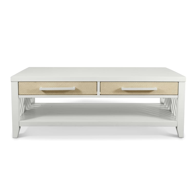 Sea Winds Miramar - 2-Drawer Cocktail Table with Casters - White - Wood