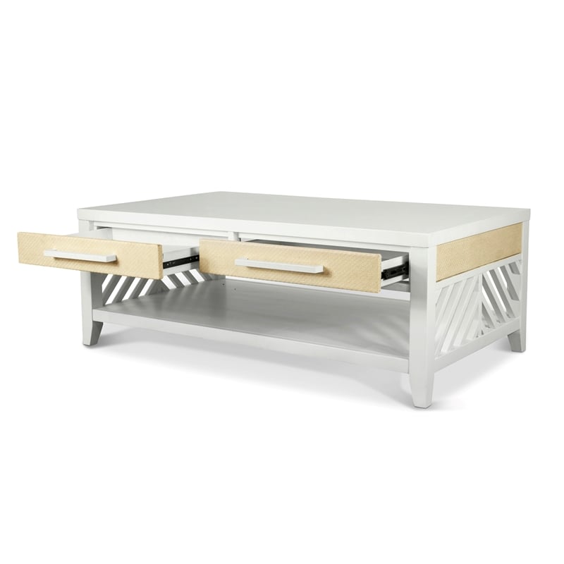 Sea Winds Miramar - 2-Drawer Cocktail Table with Casters - White - Wood