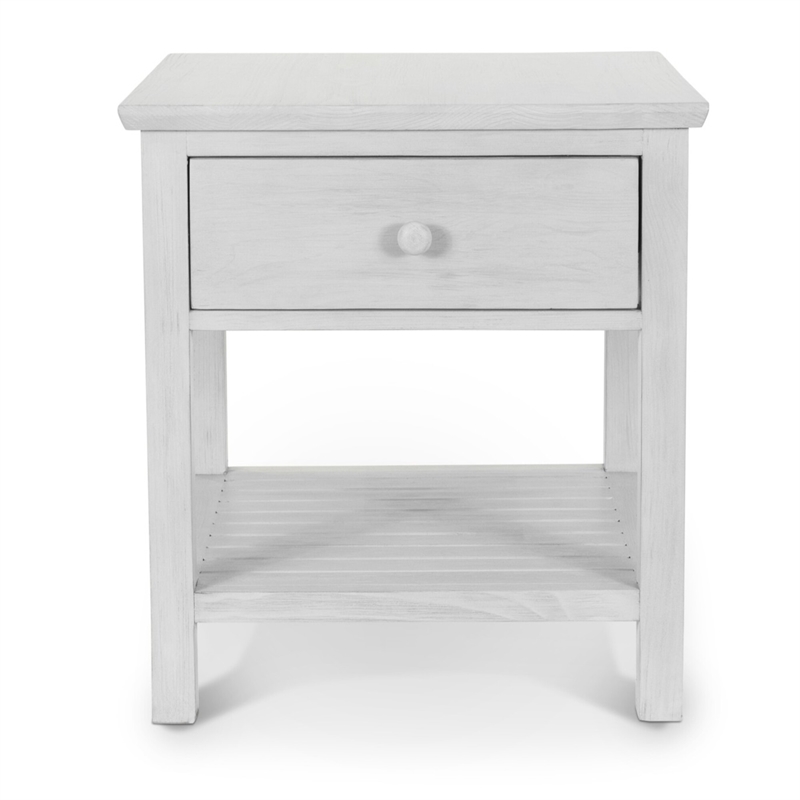 Sea Winds Geneva - 1-Drawer End Table - Distressed White Finish