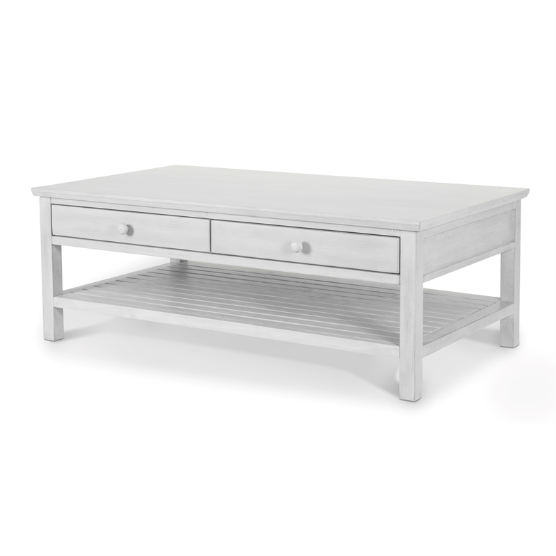 Sea Winds Geneva - 2-Drawer Cocktail Table with Casters - White - Wood