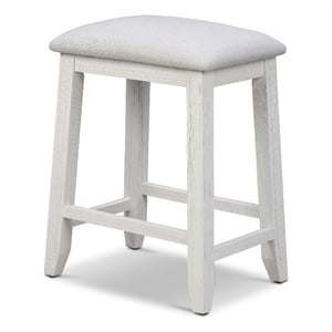 Surfside - 24&quot Backless Upholstered Stool - Weathered White Finish - Wood