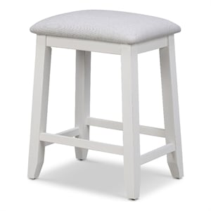 Islamorada - 24&quot Backless Upholstered Stool - Blanc Finish - Wood