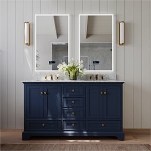 Ancerre Designs Audrey 60&quot Wood Bathroom Vanity Set in Heritage Blue