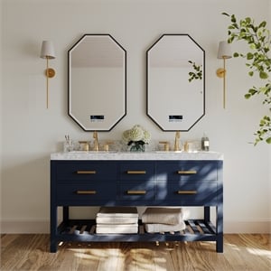 Ancerre Designs Elizabeth 60&quot Wood Bathroom Vanity Set in Heritage Blue