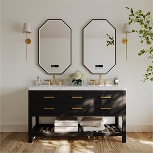 Ancerre Designs Elizabeth 60&quot Wood Bathroom Vanity Set in Black Onyx