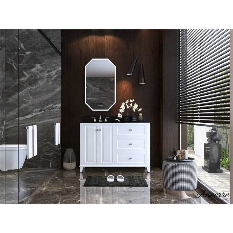 Ancerre Designs Hannah Left Basin Wood Bathroom Vanity Set in White