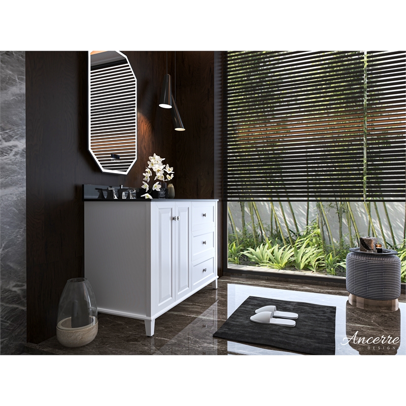 Ancerre Designs Hannah Left Basin Wood Bathroom Vanity Set in White