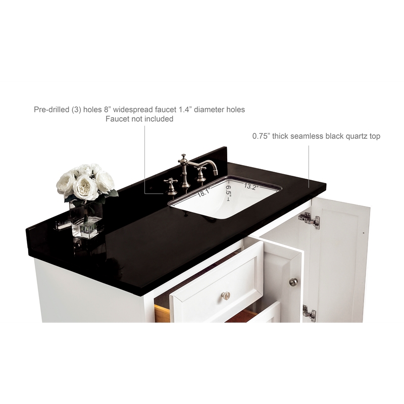 Ancerre Designs Hannah Left Basin Wood Bathroom Vanity Set in White