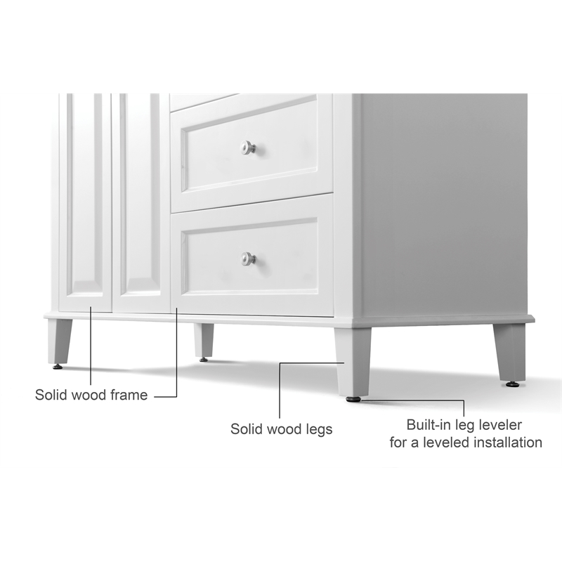 Ancerre Designs Hannah Left Basin Wood Bathroom Vanity Set in White