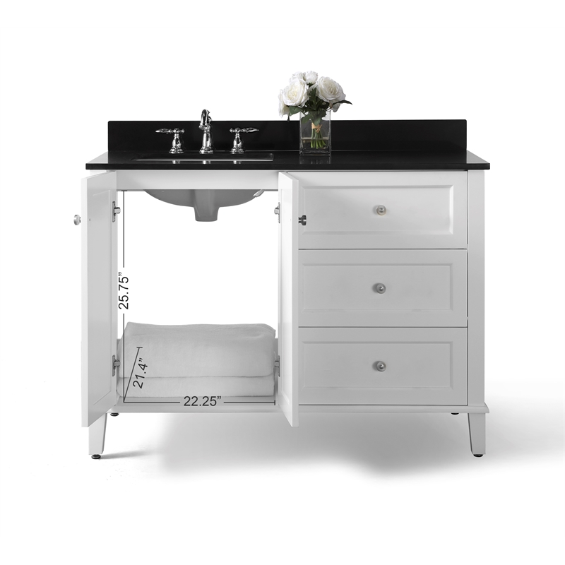 Ancerre Designs Hannah Left Basin Wood Bathroom Vanity Set in White