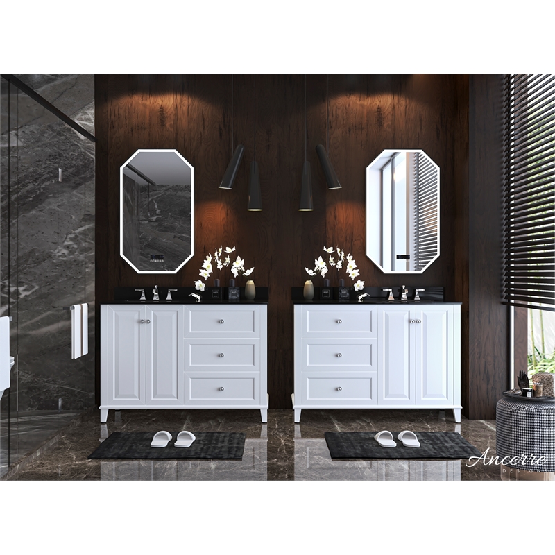Ancerre Designs Hannah Left Basin Wood Bathroom Vanity Set in White