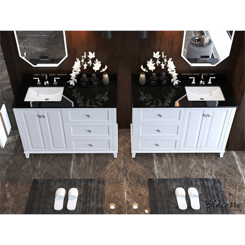 Ancerre Designs Hannah Left Basin Wood Bathroom Vanity Set in White