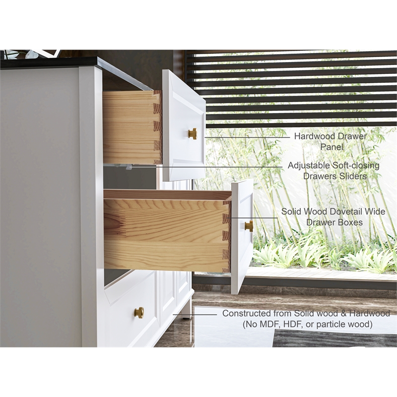 Ancerre Designs Hannah Left Basin Bathroom Vanity Set w/ Gold Hardware in White
