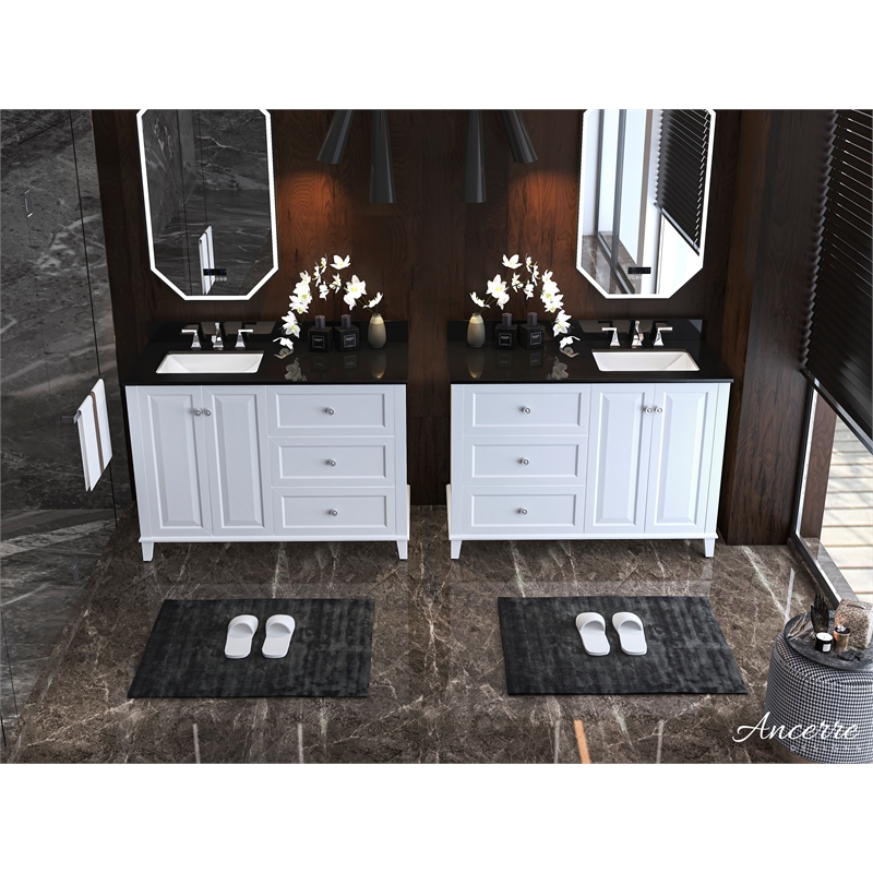 Ancerre Designs Hannah Right Basin Wood Bathroom Vanity Set in White