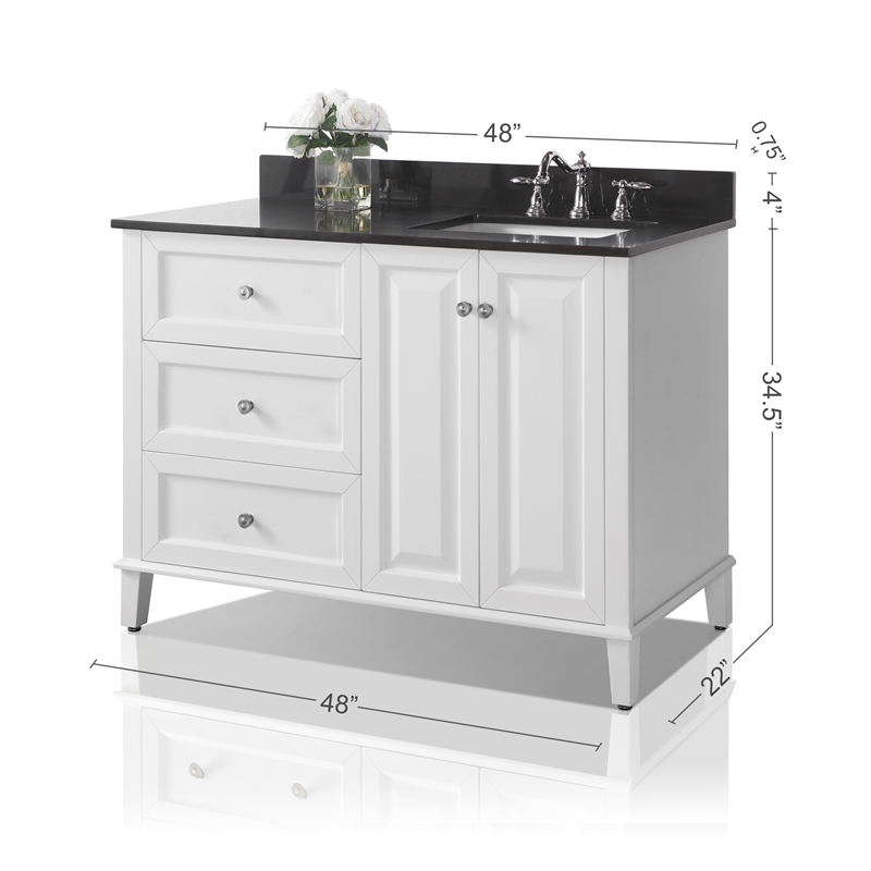Ancerre Designs Hannah Right Basin Wood Bathroom Vanity Set in White