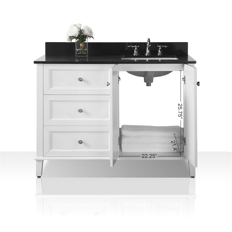 Ancerre Designs Hannah Right Basin Wood Bathroom Vanity Set in White