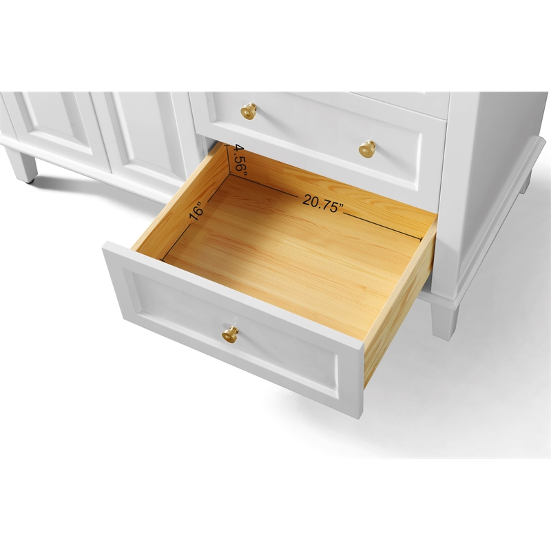 Ancerre Designs Hannah Right Basin Bathroom Vanity Set w/ Gold Hardware in White