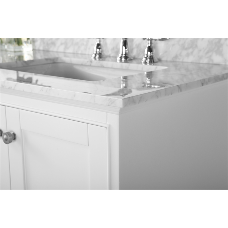 Audrey 66 in Bath Vanity Set in White with Carrara White Marble Undermount Basin