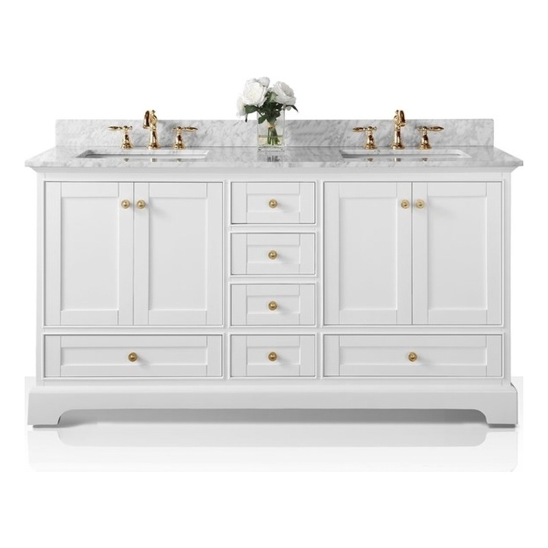 Audrey 66 in. Bath Vanity Set in White with Gold Hardware