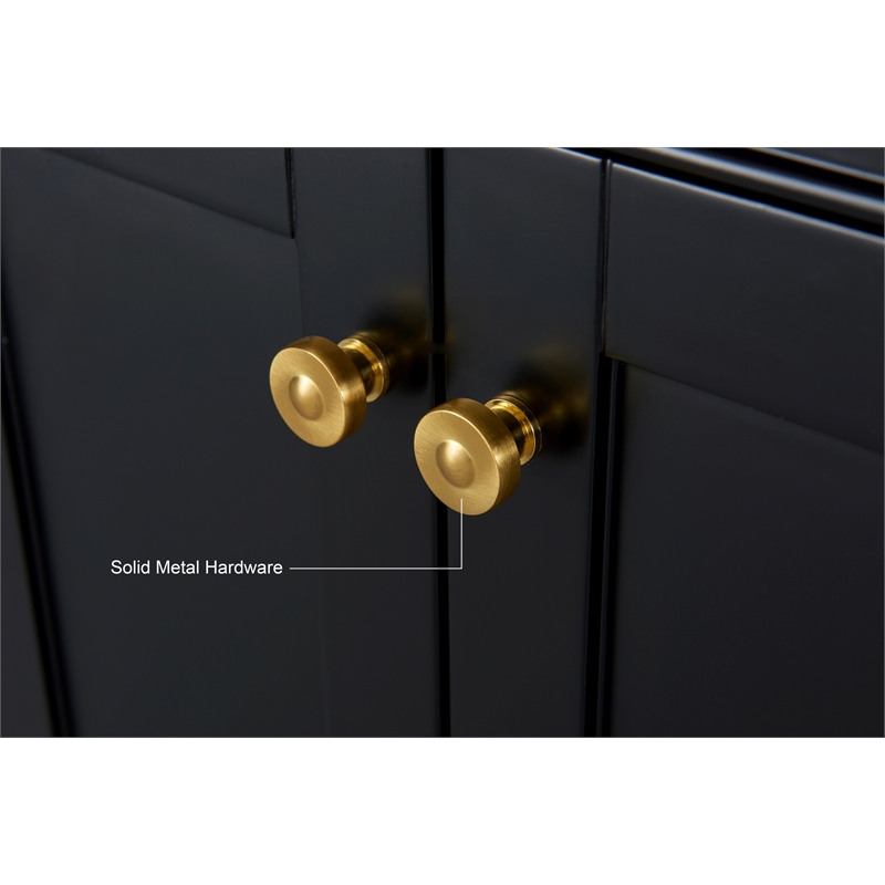 Audrey 66 in. Bath Vanity Set in Black Onyx with Gold Hardware