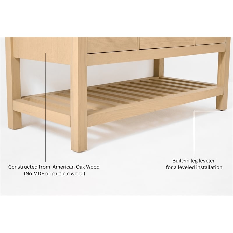 Elizabeth 48 in. Bath Vanity in Oak with White Quartz Top and Undermount Basin