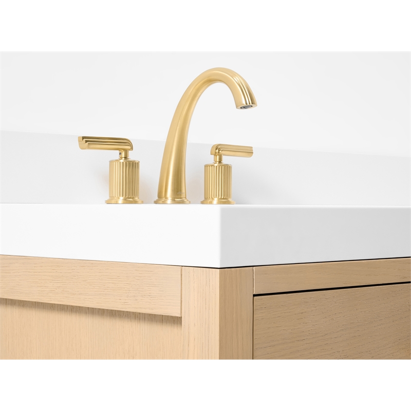 Elizabeth 60 in. Bath Vanity in Oak with White Quartz Top and Undermount Basin