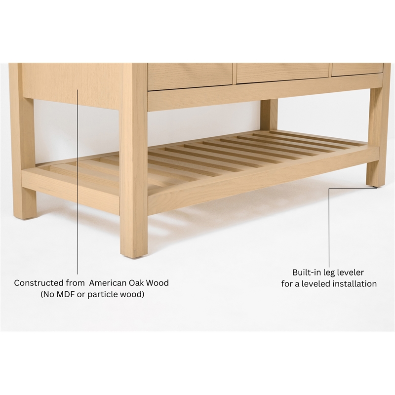 Elizabeth 60 in. Bath Vanity in Oak with White Quartz Top and Undermount Basin