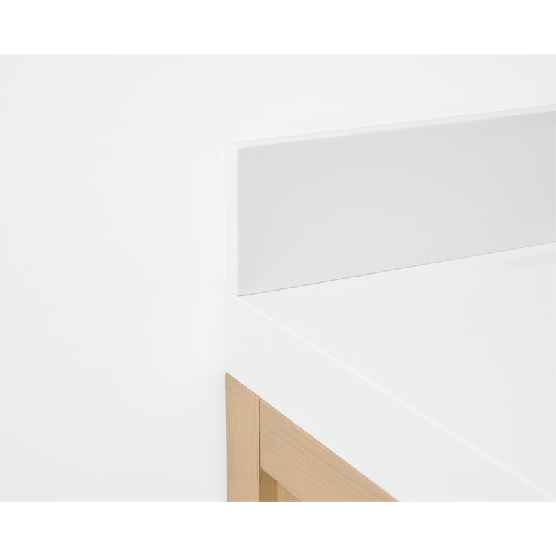 Elizabeth 84 in. Bath Vanity in Oak with White Quartz Top and Undermount Basin