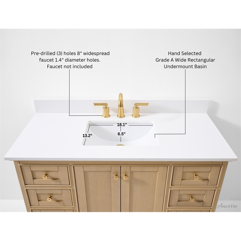 Audrey 48 in. Bath Vanity Set in Oak with White Quartz Top and Undermount Basin