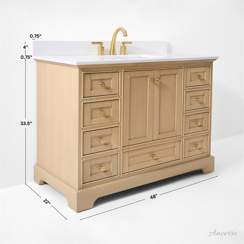 Audrey 48 in. Bath Vanity Set in Oak with White Quartz Top and Undermount Basin