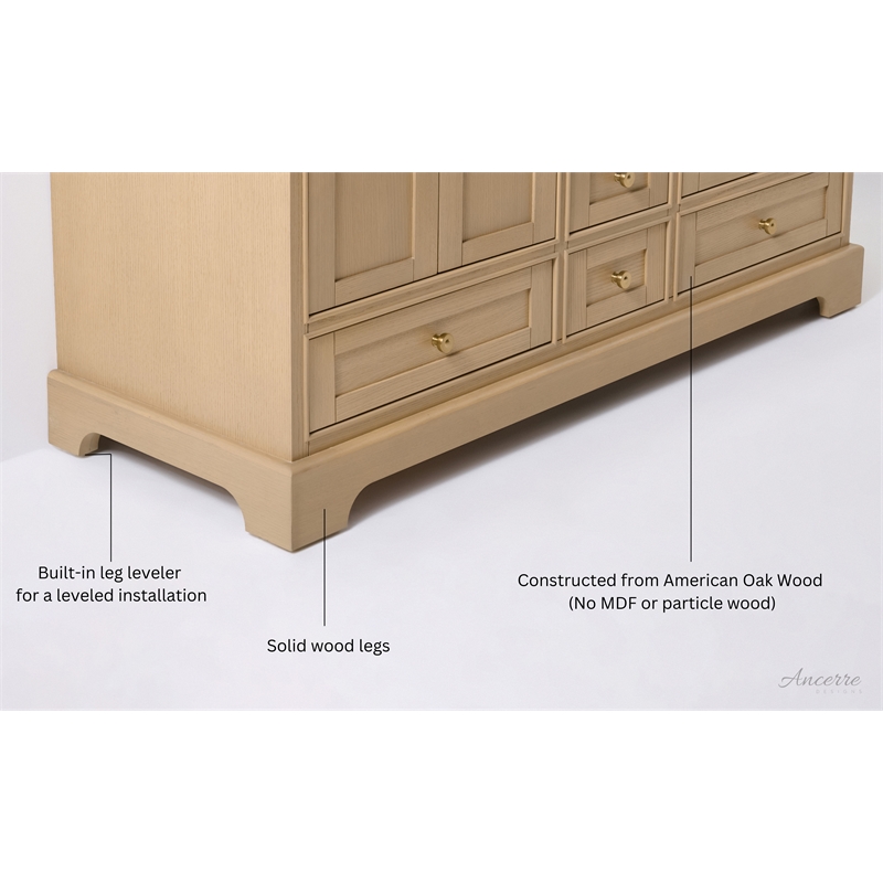 Audrey 60 in. Bath Vanity Set in Oak with White Quartz Top and Undermount Basin