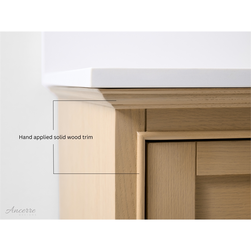 Audrey 84 in. Bath Vanity Set in Oak with White Quartz Top and Undermount Basin