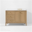 Hannah 48 in. Off Centered Right Basin Vanity Set in Oak with White Quartz top
