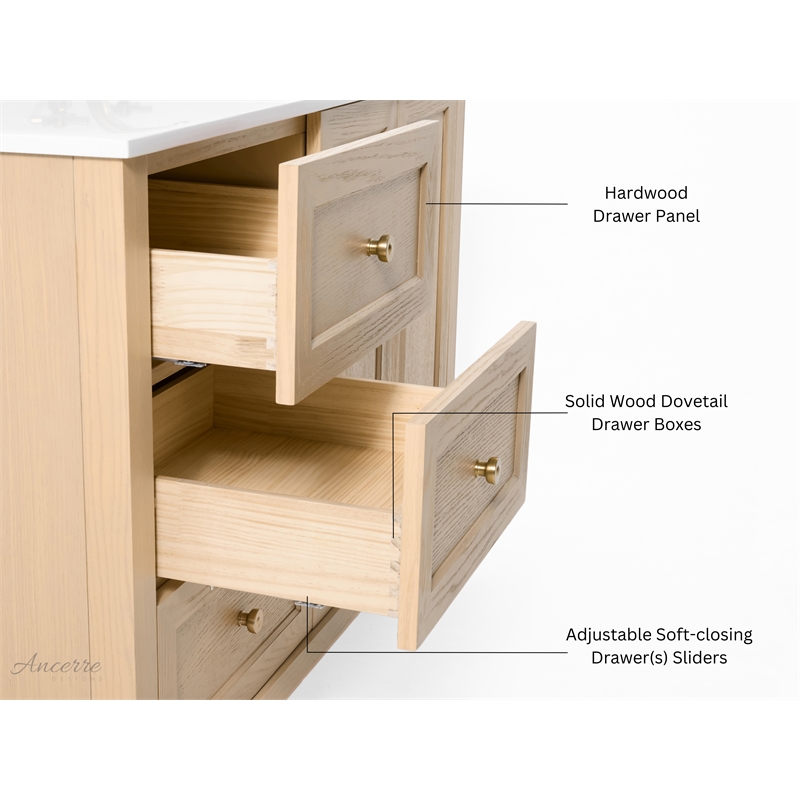 Hannah 48 in. Off Centered Right Basin Vanity Set in Oak with White Quartz top