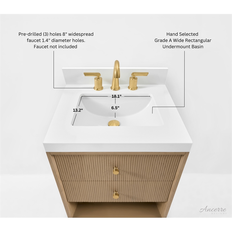 Momo 24 in. Bath Vanity Set in Oak with White Quartz Top and Undermount Basin