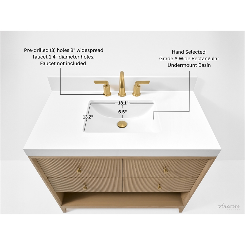 Momo 36 in. Bath Vanity in Oak finish with White Quartz Top and Undermount Basin