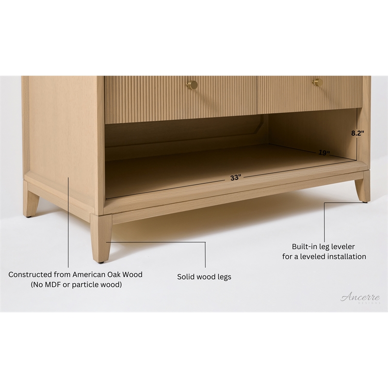 Momo 36 in. Bath Vanity in Oak finish with White Quartz Top and Undermount Basin