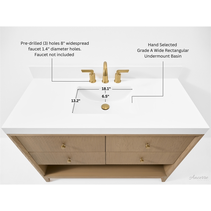 Momo 48 in. Bath Vanity in Oak finish with White Quartz Top and Undermount Basin