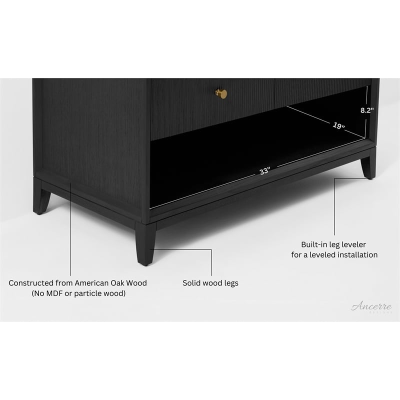 Momo 36 in. Bath Vanity in Black Oak with White Quartz Top and Undermount Basin