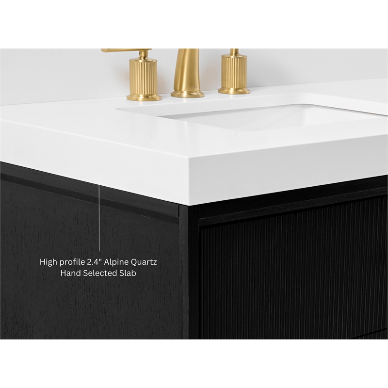 Momo 48 in. Bath Vanity in Black Oak with White Quartz Top and Undermount Basin