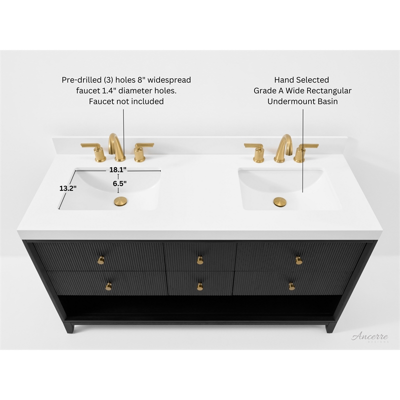 Momo 60 in. Bath Vanity in Black Oak with White Quartz Top and Undermount Basin
