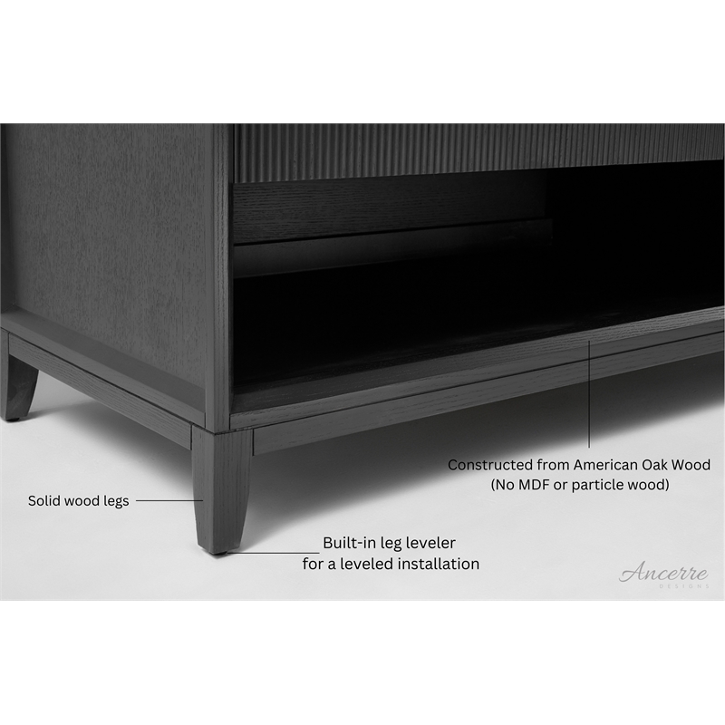 Momo 60 in. Bath Vanity in Black Oak with White Quartz Top and Undermount Basin