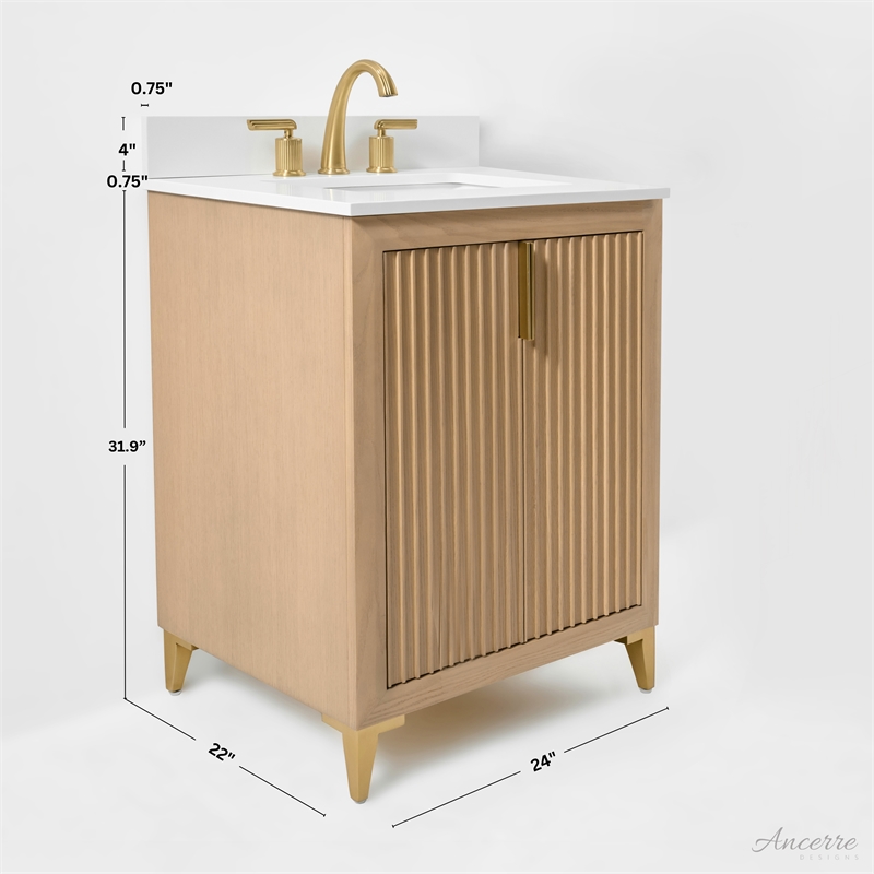 Turlington 24 in. Bath Vanity in Oak with White Quartz Top and Undermount Basin