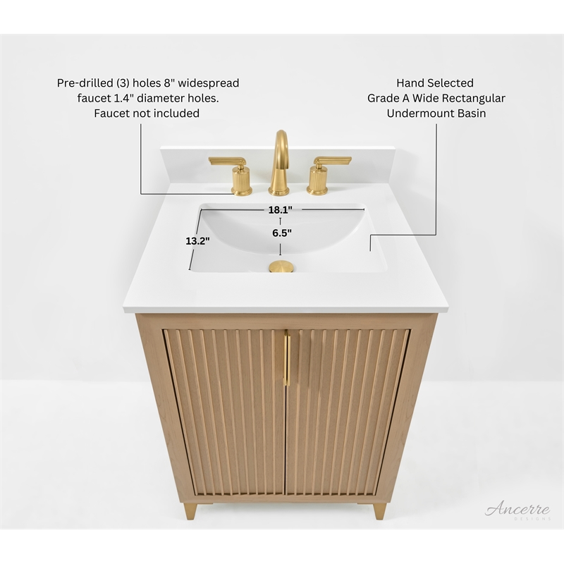 Turlington 24 in. Bath Vanity in Oak with White Quartz Top and Undermount Basin