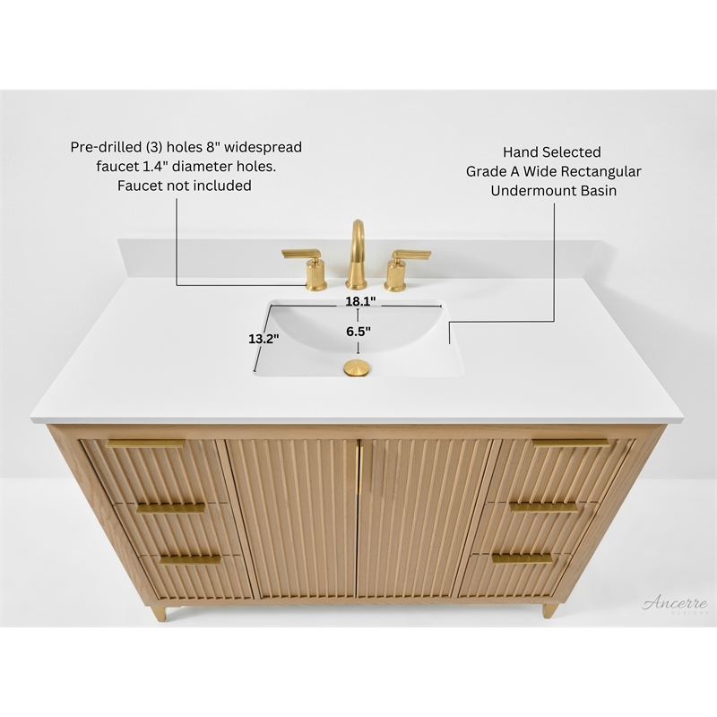 Turlington 48 in. Bath Vanity in Oak with White Quartz Top and Undermount Basin