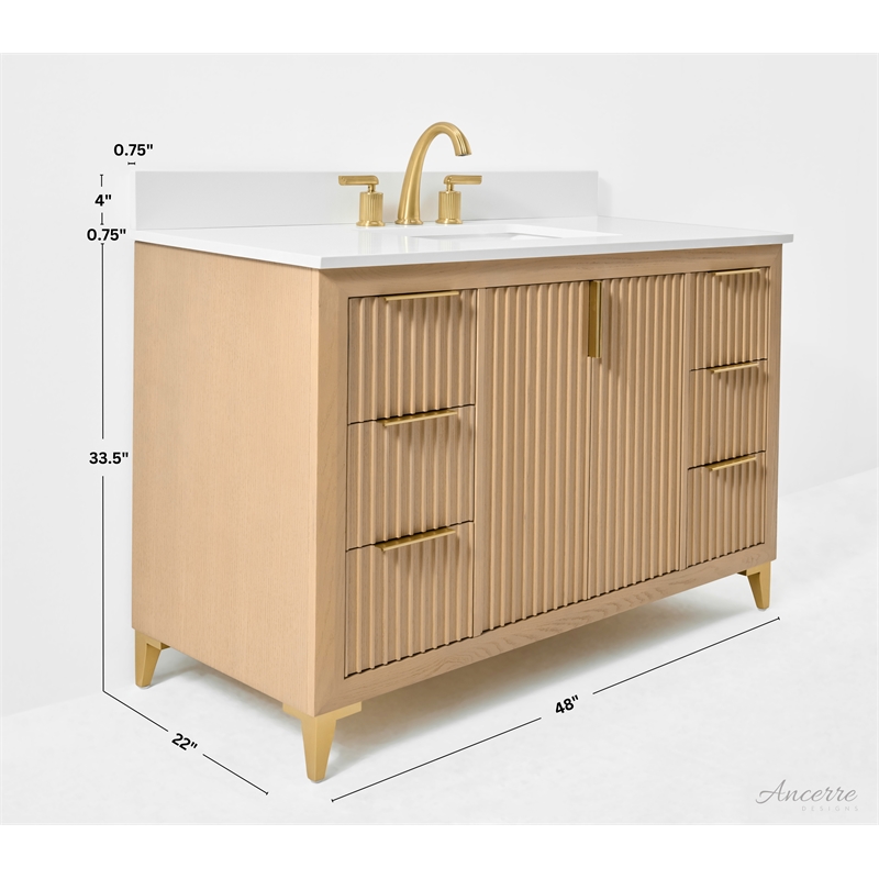 Turlington 48 in. Bath Vanity in Oak with White Quartz Top and Undermount Basin