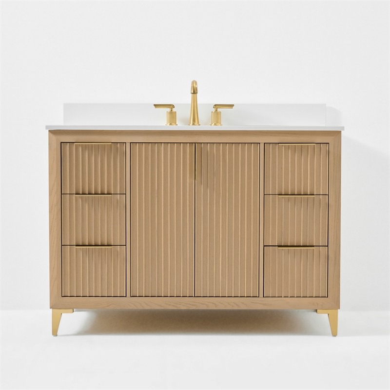 Turlington 48 in. Bath Vanity in Oak with White Quartz Top and Undermount Basin